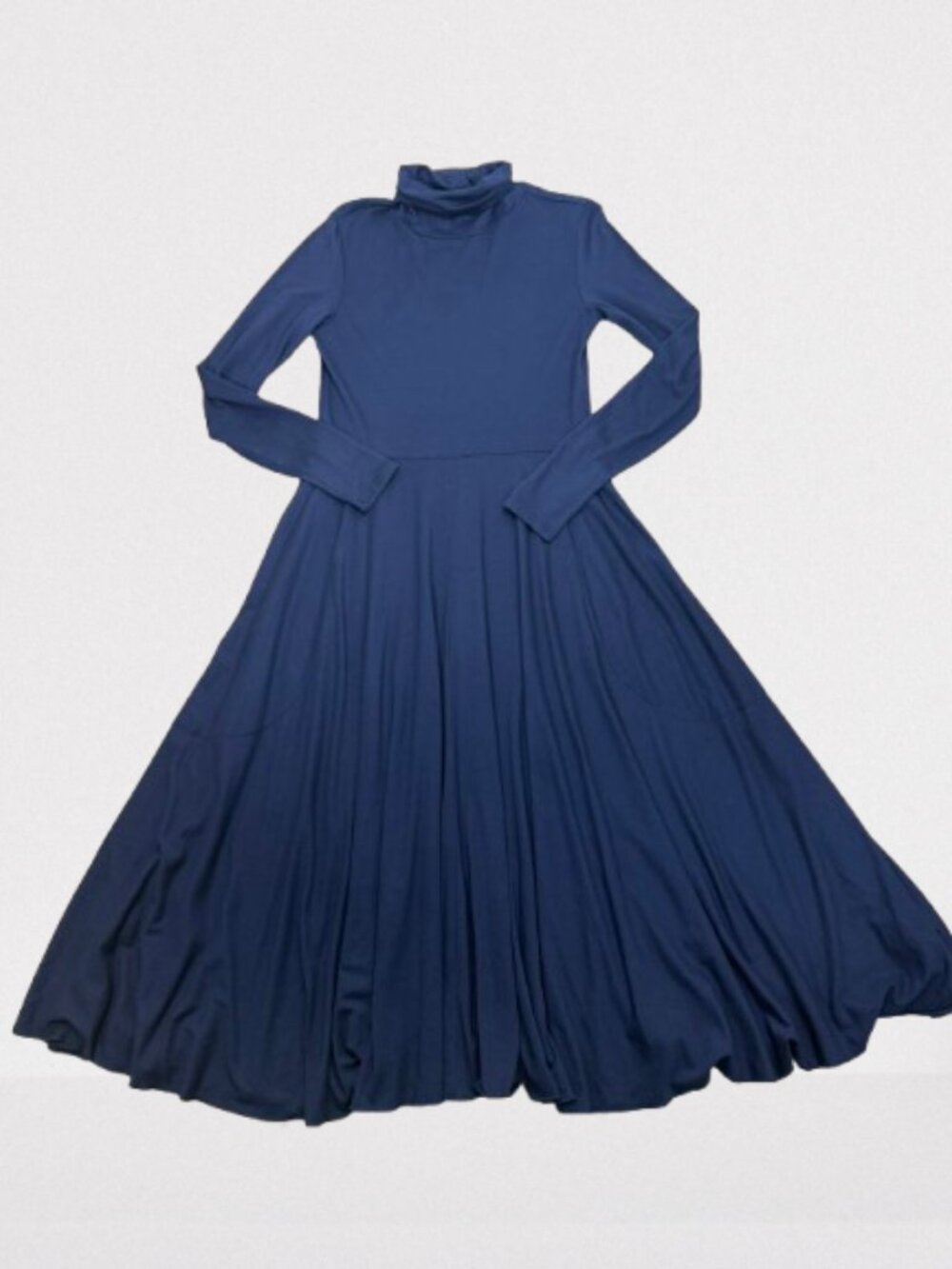 Peruvian‎ Connection NWOT Ariana Jersey Turtleneck Midi Dress Size S in Navy - Picture 3 of 10